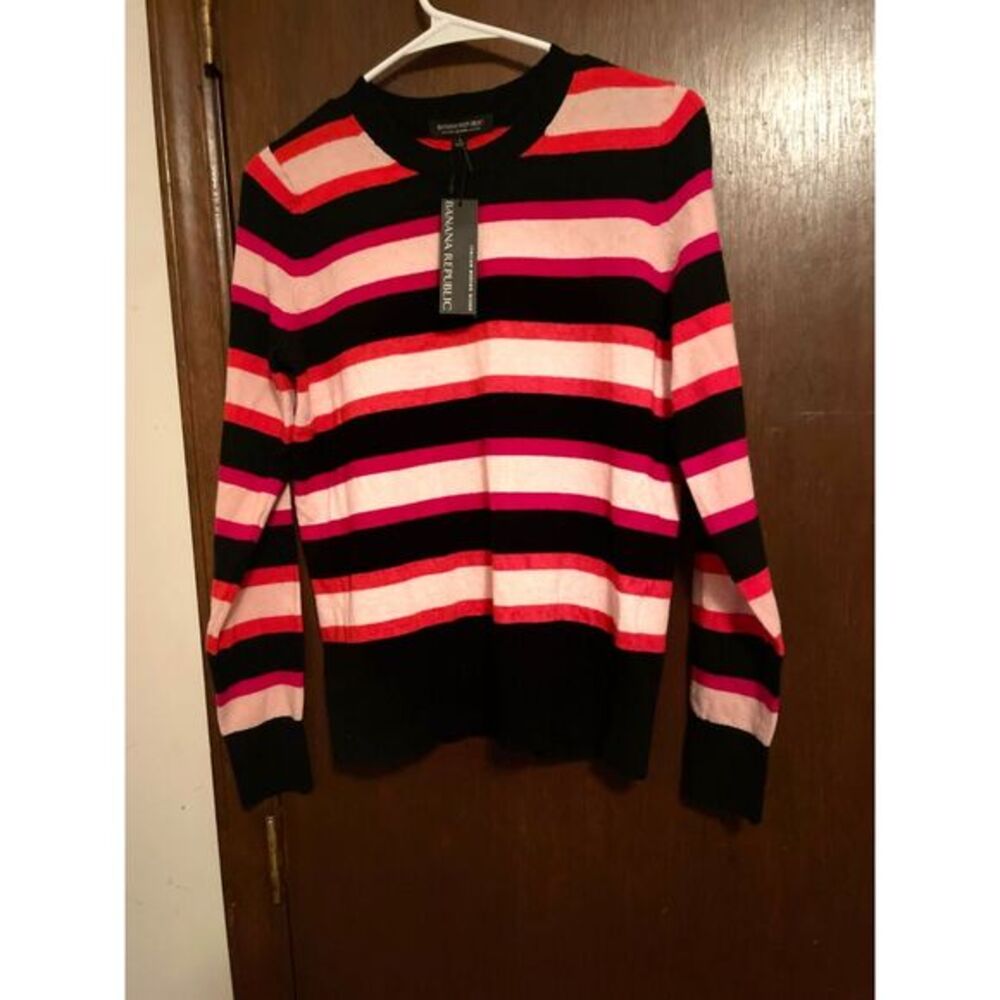 NWT Banana Republic Italian Merino Scoop Neck Sweater Striped Women's Small